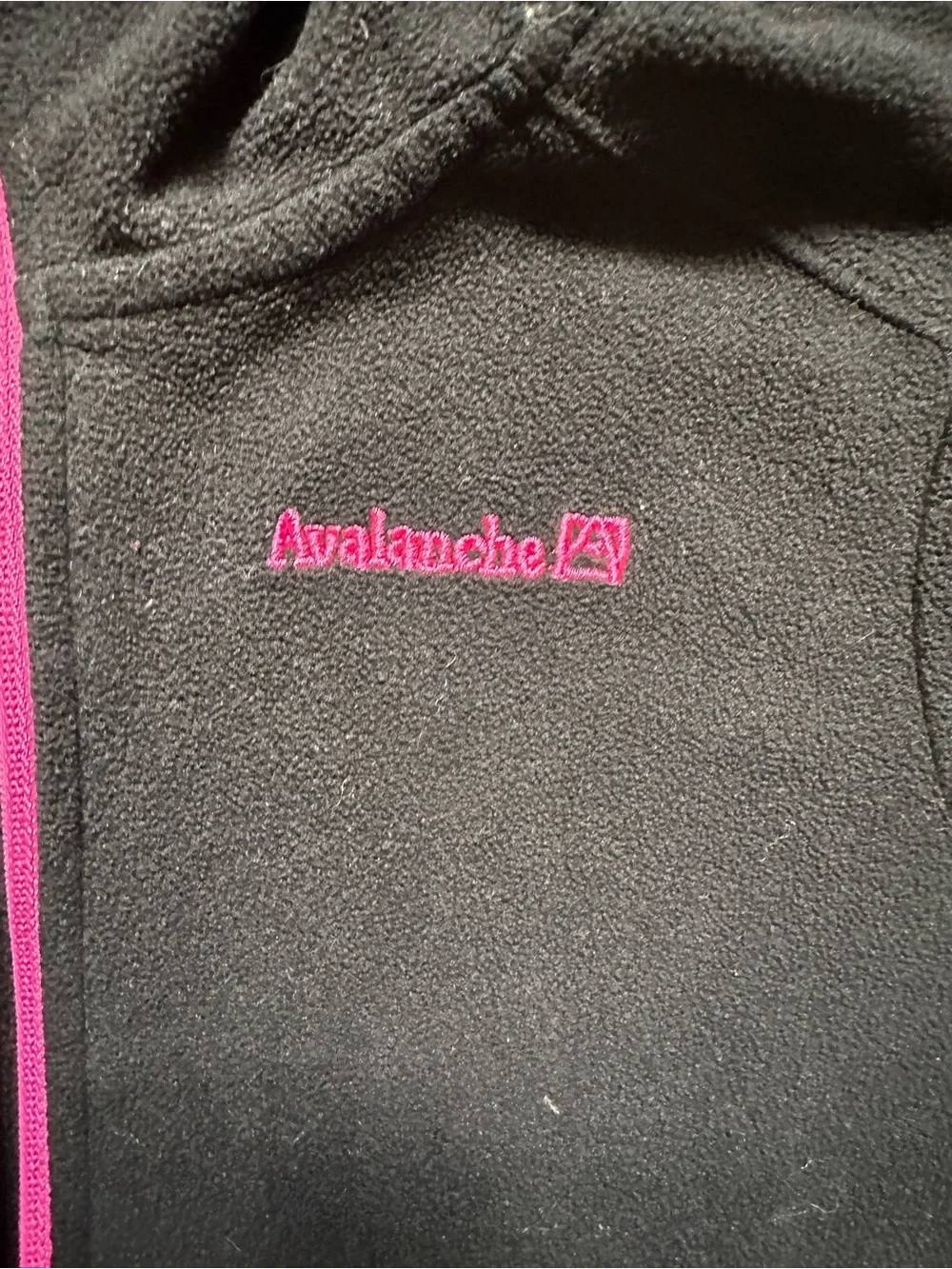 Avalanche Black Hooded Puffer Jacket with Pink Zipper